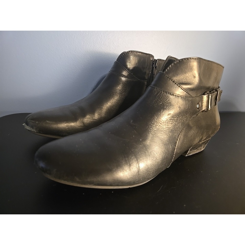 Nine West Vintage America Boots Womens 8 M Bancker Ankle Zip Black Leather